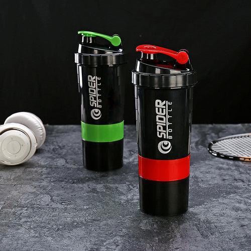 500ML Three layer Creative Protein Powder Shake Cup Portable Handheld Fitness Sports Shake Cup Spring Spider Cup 439
