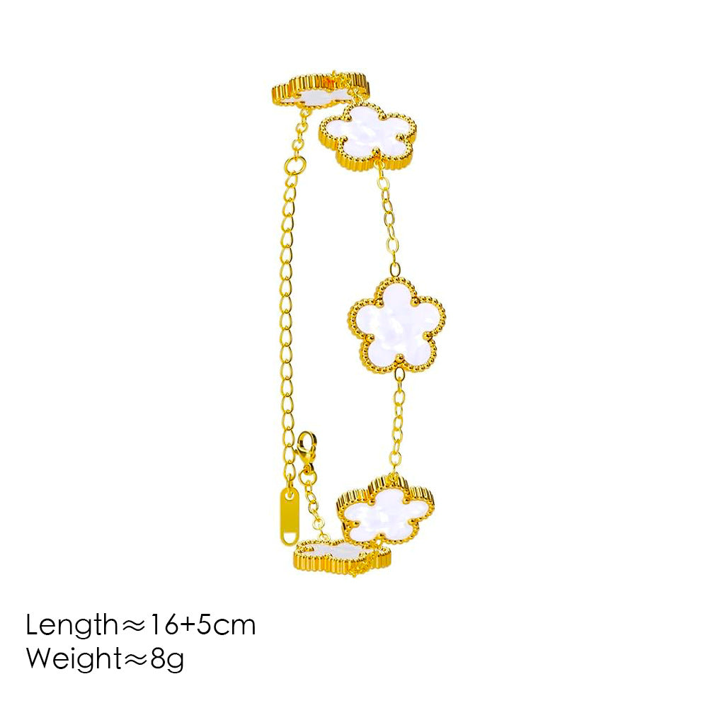 Five Leaf Flower Plum Blossom Fritillaria Stainless Steel Bracelet 268
