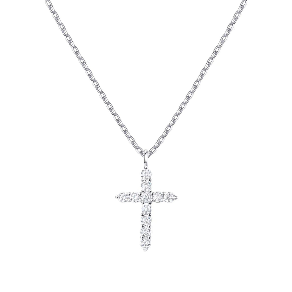 S925 sterling silver full diamond cross necklace neckchain, American hip-hop 279