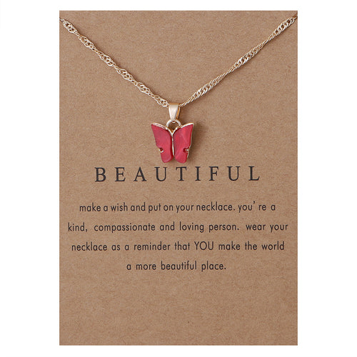 Acrylic butterfly pendant necklace collarbone chain accessory 296