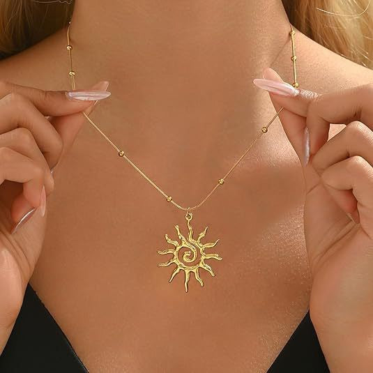 Spiral Sun Pendant Necklace for Women 079