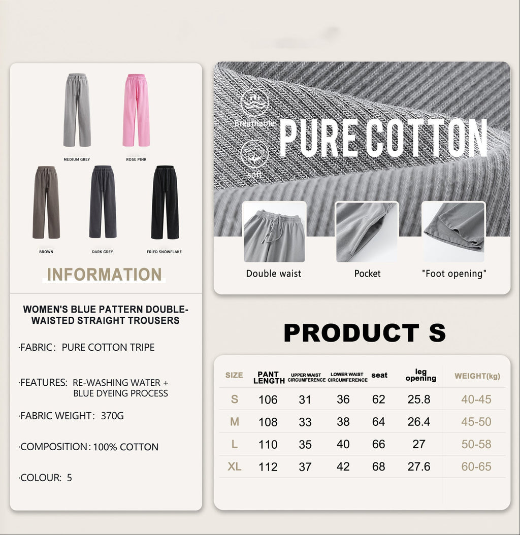 European and American trendy retro style distressed slimming double waistband casual straight leg trousers for women  N25551