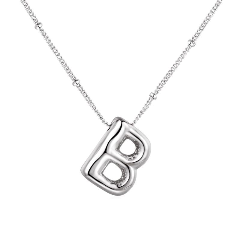 26 letter necklace stainless steel chubby bubble letter English necklace 263