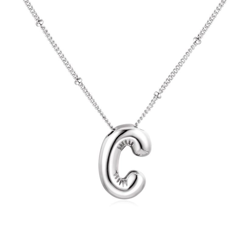 26 letter necklace stainless steel chubby bubble letter English necklace 263