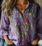 Women's shirt top V-neck printed shirt 082