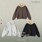 Autumn American trendy brand composite plush hooded cardigan sweatshirt loose zipper jacket for men w25555