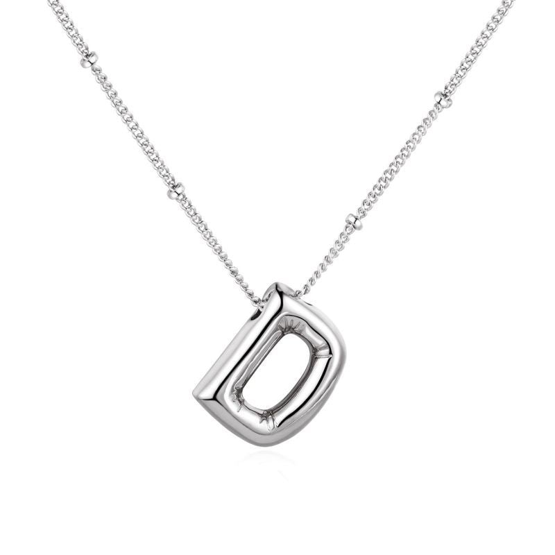 26 letter necklace stainless steel chubby bubble letter English necklace 263
