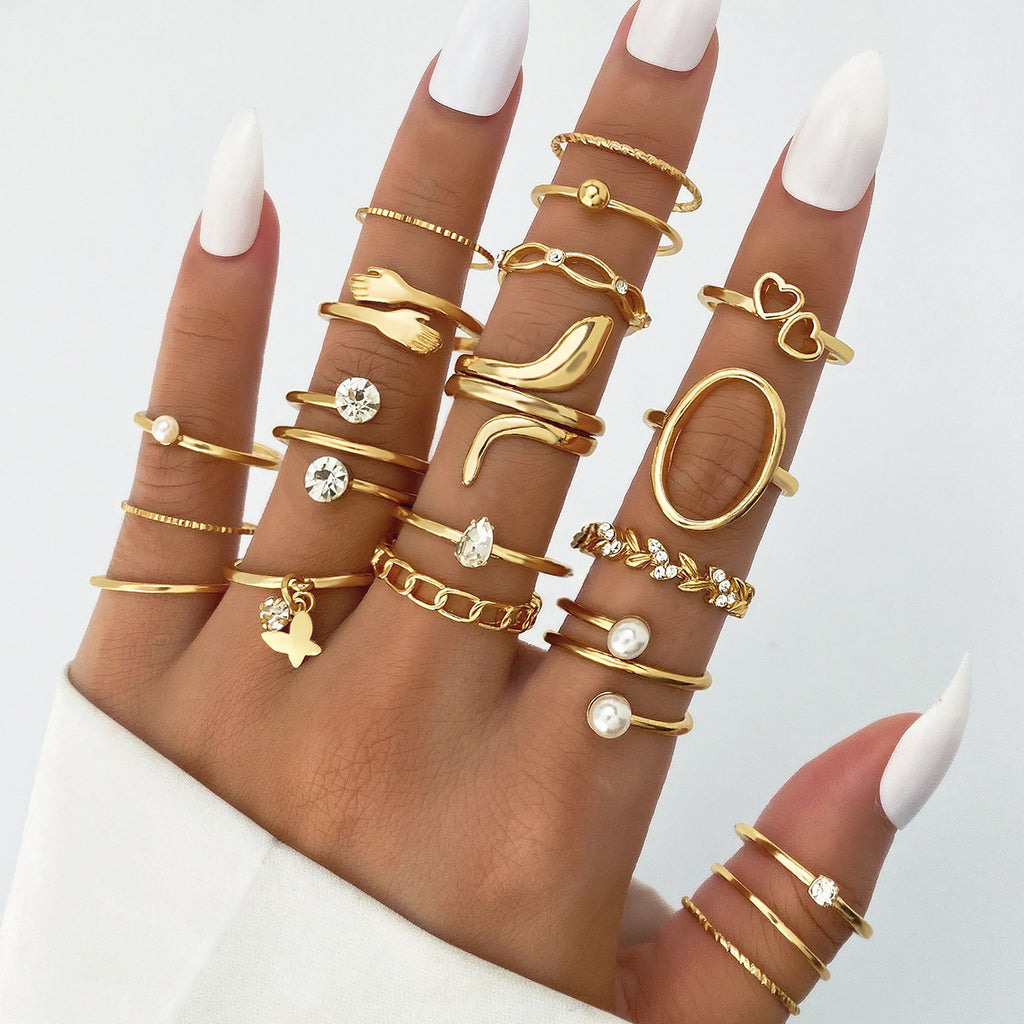 Electrophoretic Black Butterfly Diamond Set Ring Pearl Ring 289