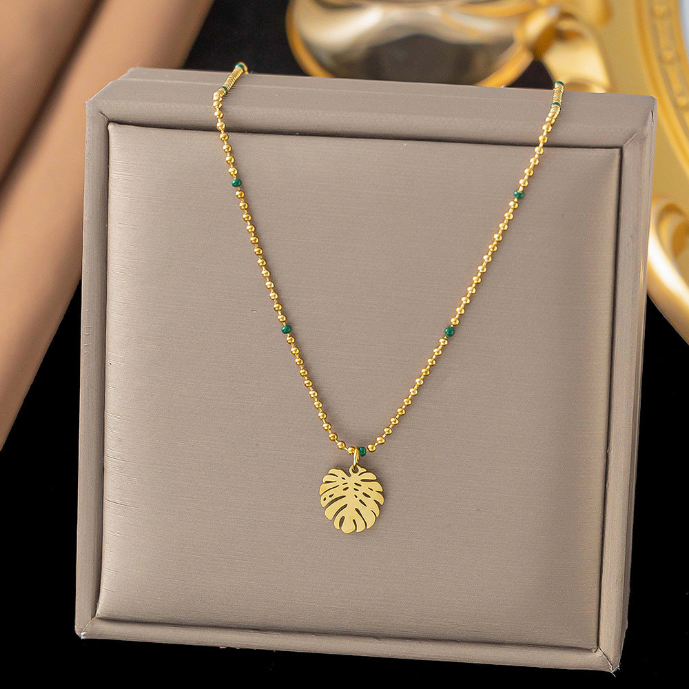 Shell necklace women's titanium steel lock chain 080