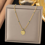 Shell necklace women's titanium steel lock chain 080