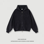 American retro heavyweight men's hooded sweatshirt washed distressed cardigan zipper jacket men W24171