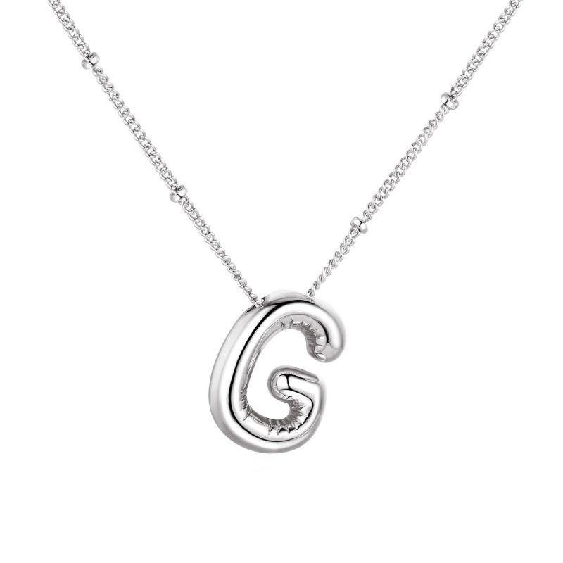 26 letter necklace stainless steel chubby bubble letter English necklace 263