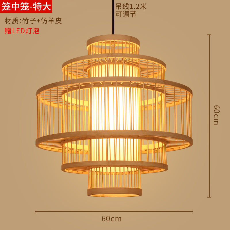 Bamboo woven lanterns and pendant lights, new Chinese style, bamboo art lights for restaurants and shops, commercial use 599