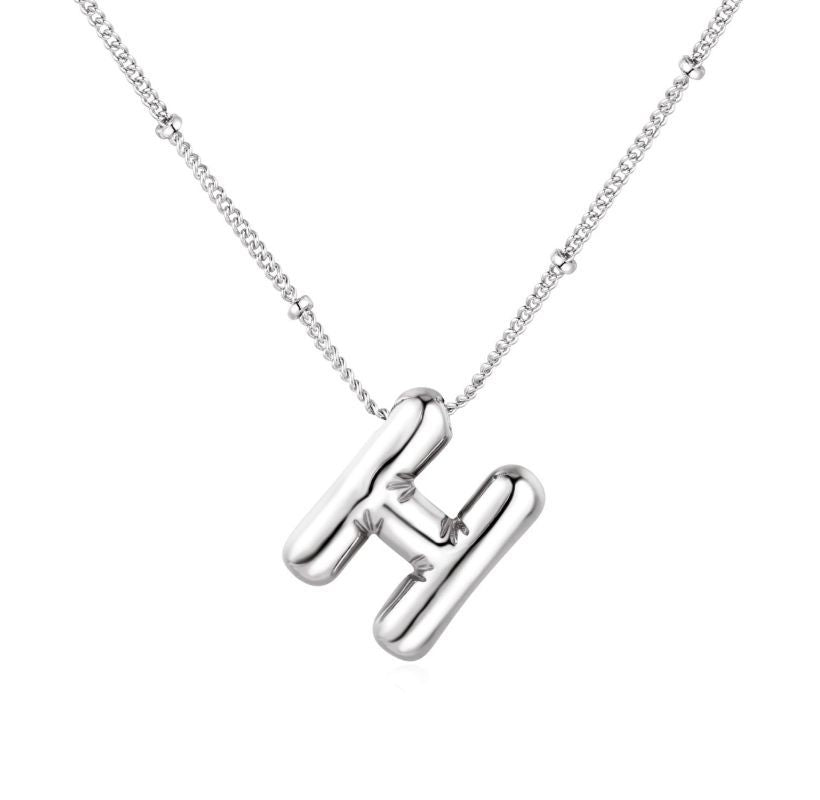 26 letter necklace stainless steel chubby bubble letter English necklace 263