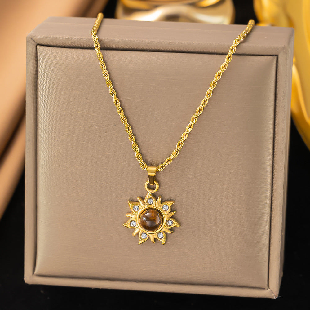 Shell necklace women's titanium steel lock chain 080