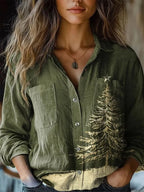 Women's shirt top V-neck printed shirt 082