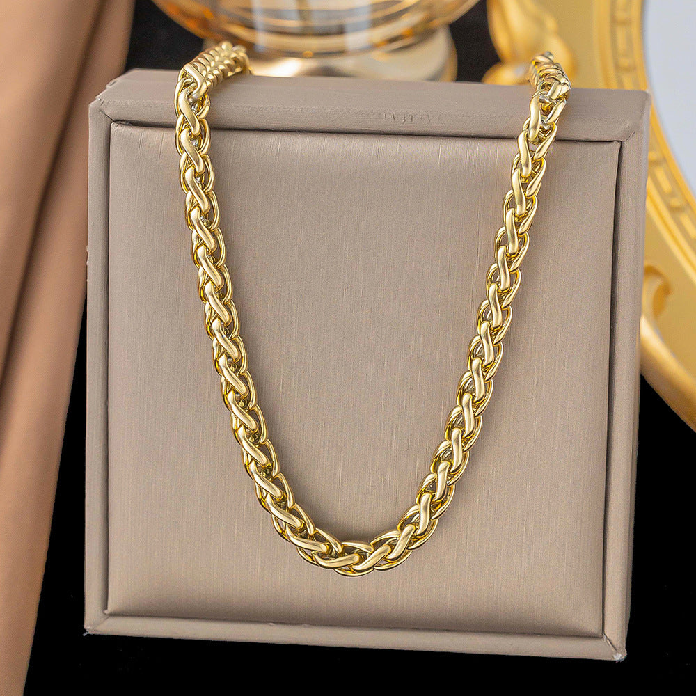 Shell necklace women's titanium steel lock chain 080