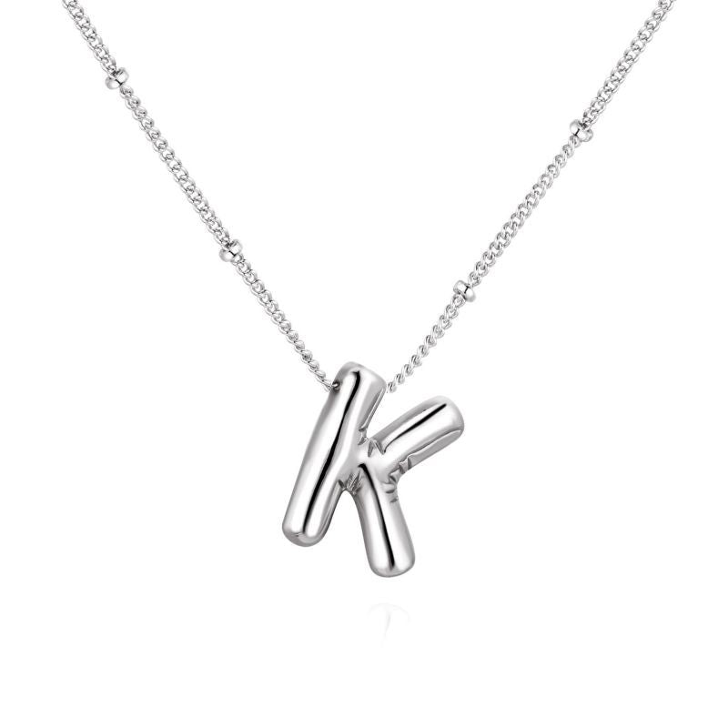 26 letter necklace stainless steel chubby bubble letter English necklace 263