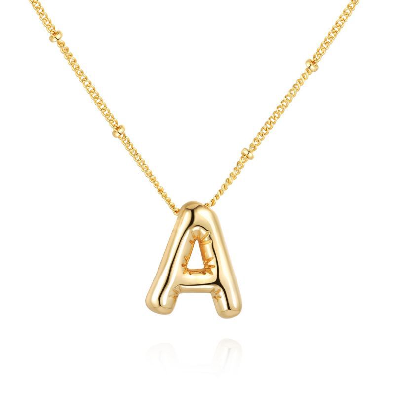 26 letter necklace stainless steel chubby bubble letter English necklace 263