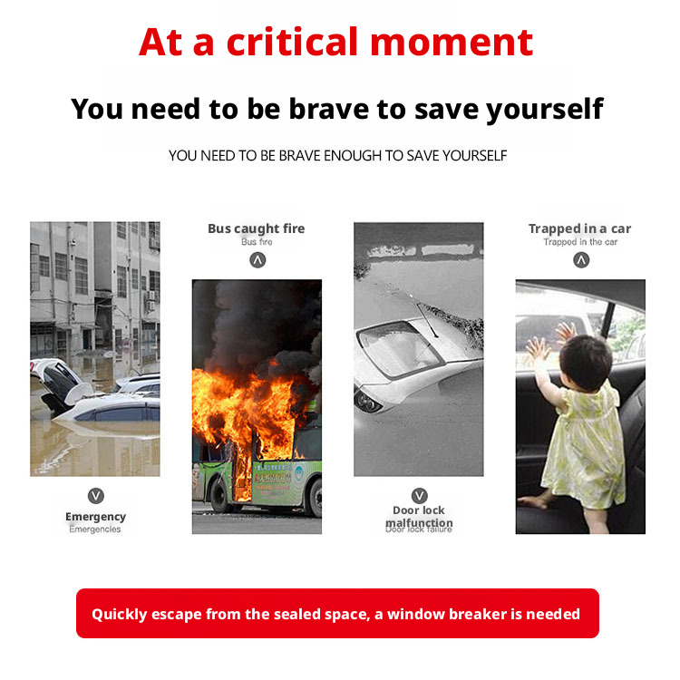 Car Safety Hammer Mini Window Breaker 3-in-1 Second Glass Shatter Multifunctional Escape Hammer 374