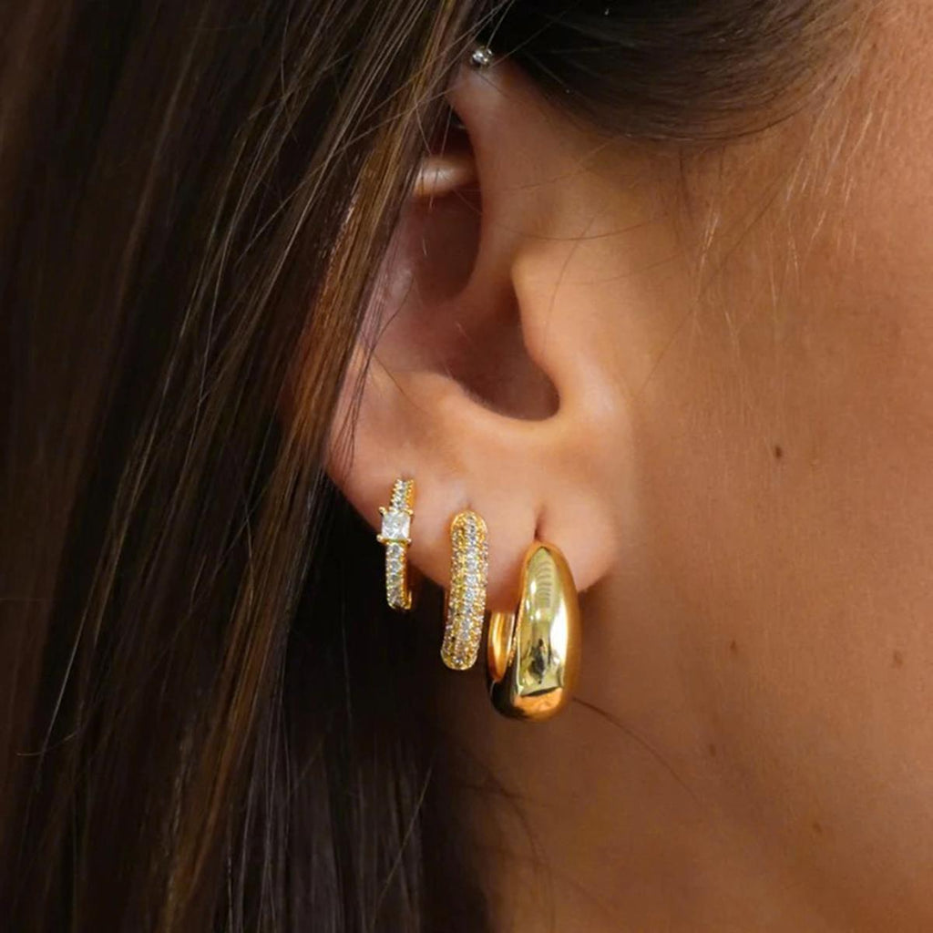 Inlaid zircon copper ear buckle creative temperament zirconia twist buckle earring set 3-piece set 277