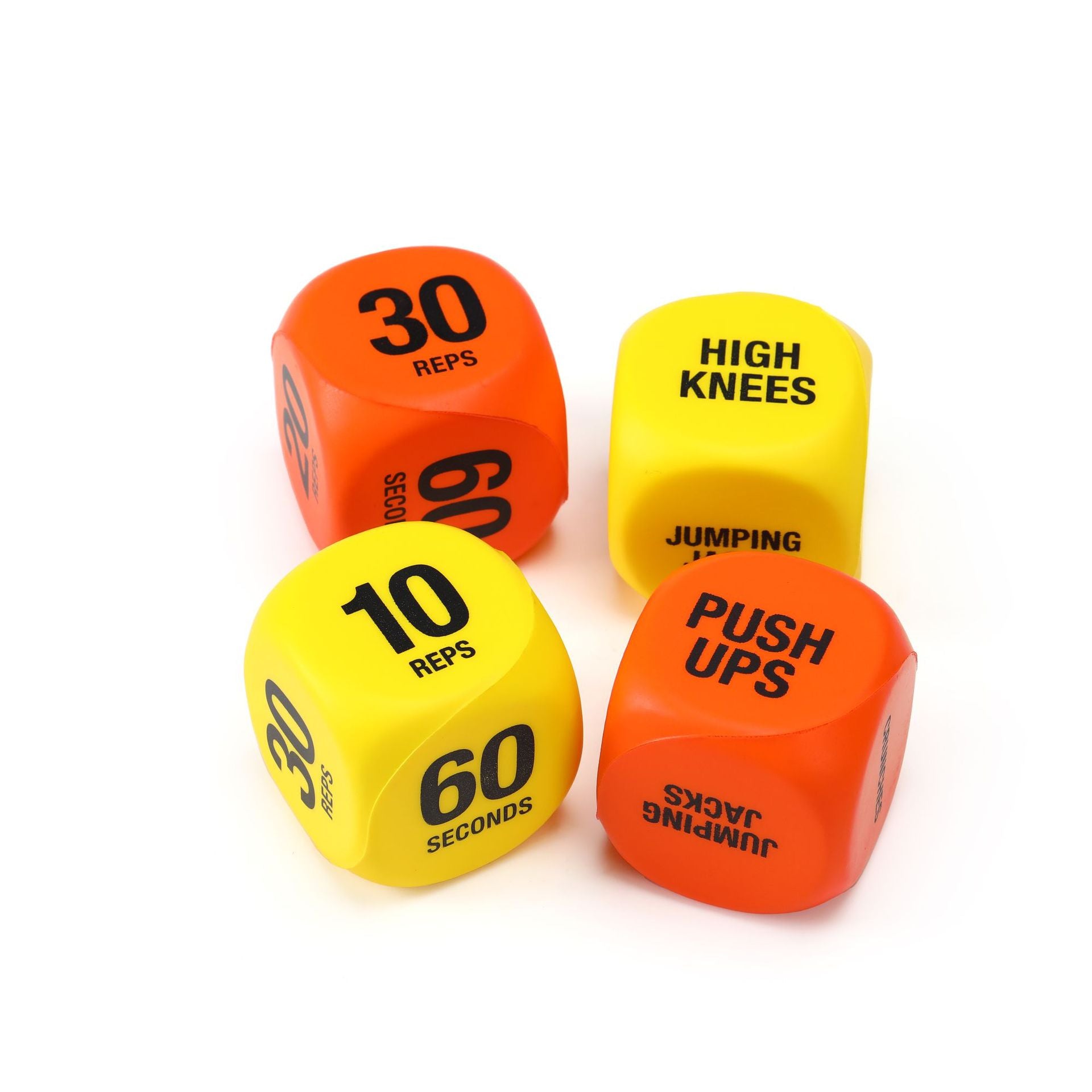 2 packs of fitness exercise dice with 6 sides design, including 10 repetitions and 30 seconds of stilt jumping and push ups 426