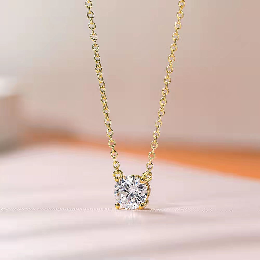 18k gold white high carbon diamond 2-carat simulated diamond pendant necklace 286