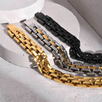 Minimalist men's wide face stainless steel strap gold bracelet 250