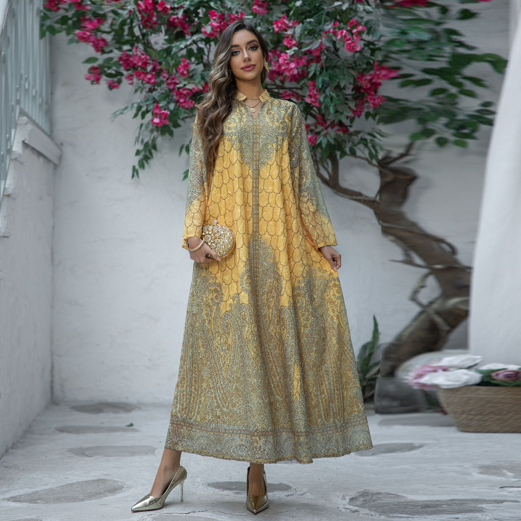 Muslim women's Abaya robe embroidered dress 088