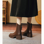Thick heeled short boots for women in spring and autumn brown thick soled Martin boots 119