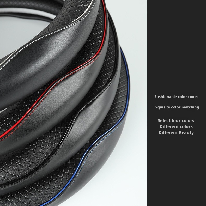 Car steering wheel cover with microfiber leather diamond embossed tape for anti slip 376