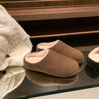 Leather sole thick base lambskin fur 3.5cm height warming fluffy slipper 120