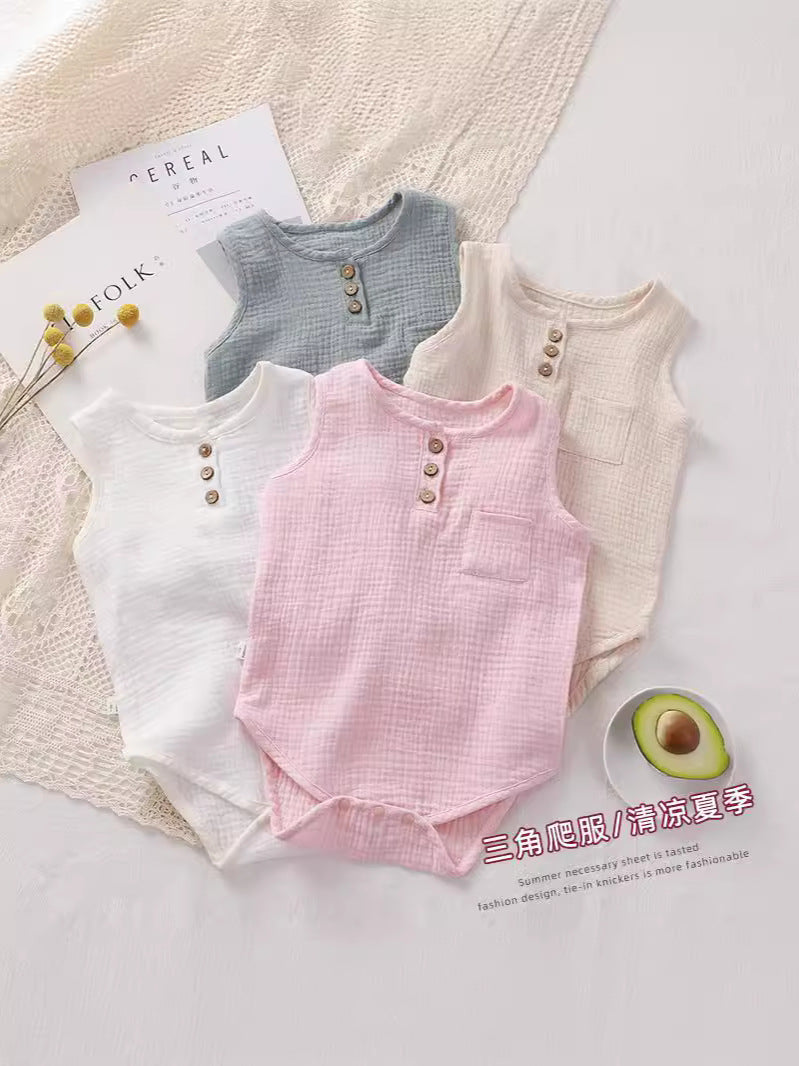 Baby jumpsuit summer thin cotton gauze for male and female babies 073