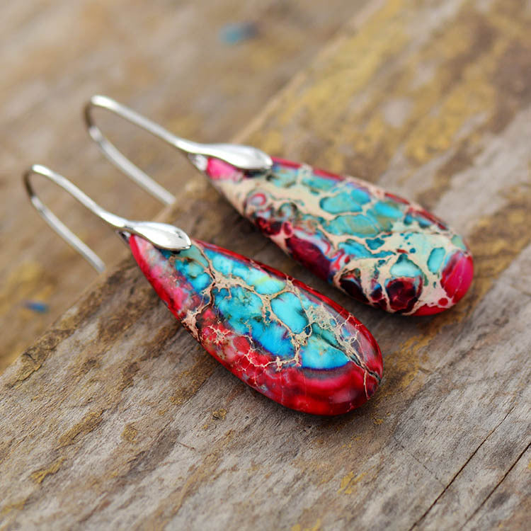 Bohemian Emperor Stone Droplet Pendant Earrings 275