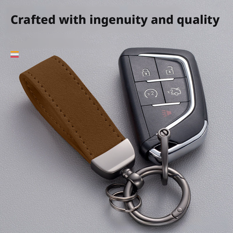 Leather rope keychain ring, suede car keychain, metal keychain, horseshoe buckle 399