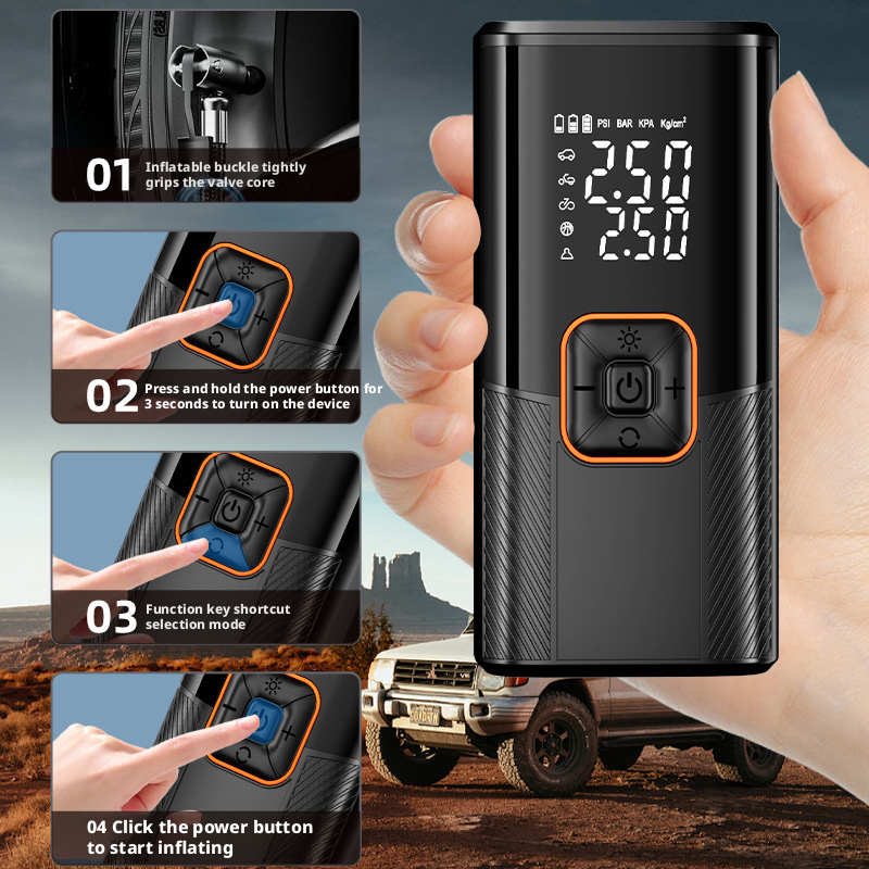 Portable Car Air Pump with Wireless Charging, Electric High-Pressure Tire Inflation Pump for Vehicles 371