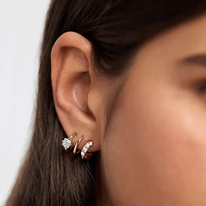 Cao Shidian Diamond Zircon Three Claw Curved Line Earpiece 282