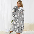 Wind grey cartoon cat digital printed lazy blanket 201