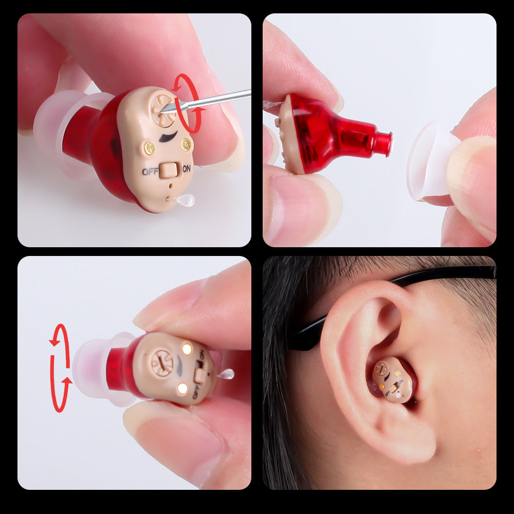 Magnetic charging compartment ear canal digital hearing aid noise reduction sound amplifier 254