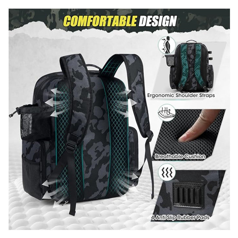 Camouflage fishing gear backpack fishing bag with fishing rod holder kettle fishing gear 158