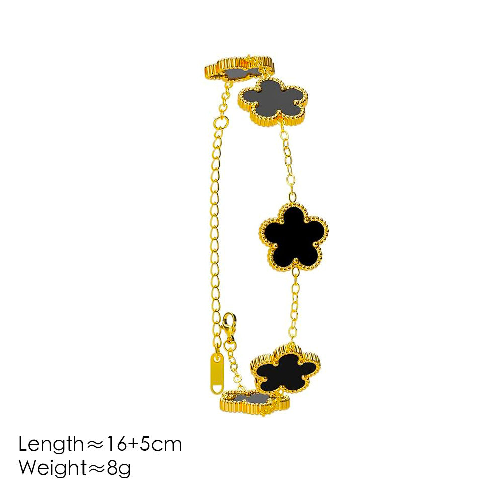 Five Leaf Flower Plum Blossom Fritillaria Stainless Steel Bracelet 268