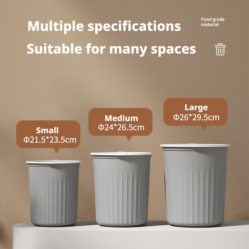 Plastic household kitchen bedroom toilet simple large size lidless pressure ring trash can 019