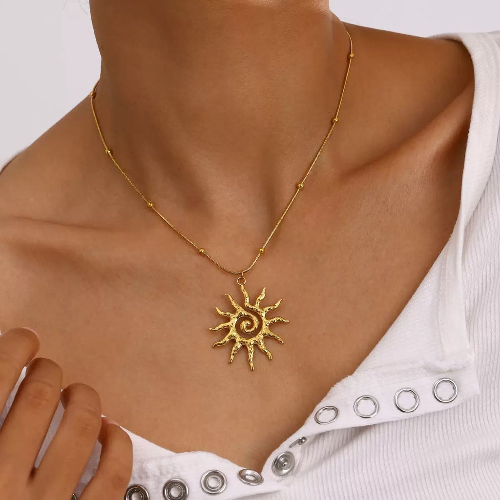 Spiral Sun Pendant Necklace for Women 079