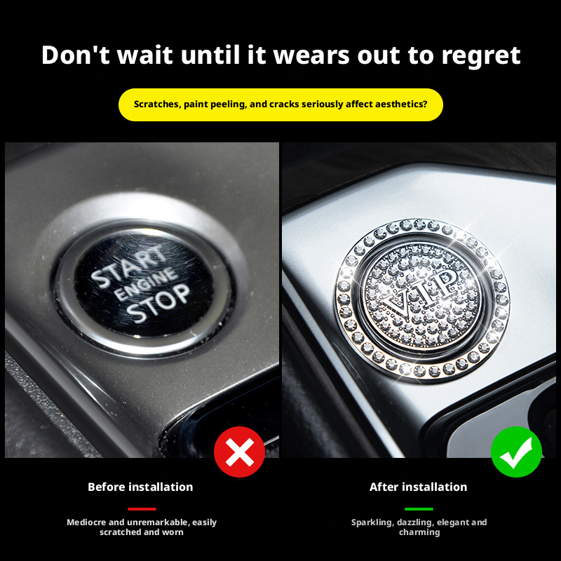 One key start decoration sticker for cars, protective cover modification, ignition switch button sticker 389