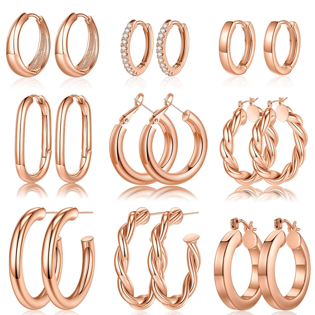 Copper round tube plated with 18K gold, circle earrings thickened 267