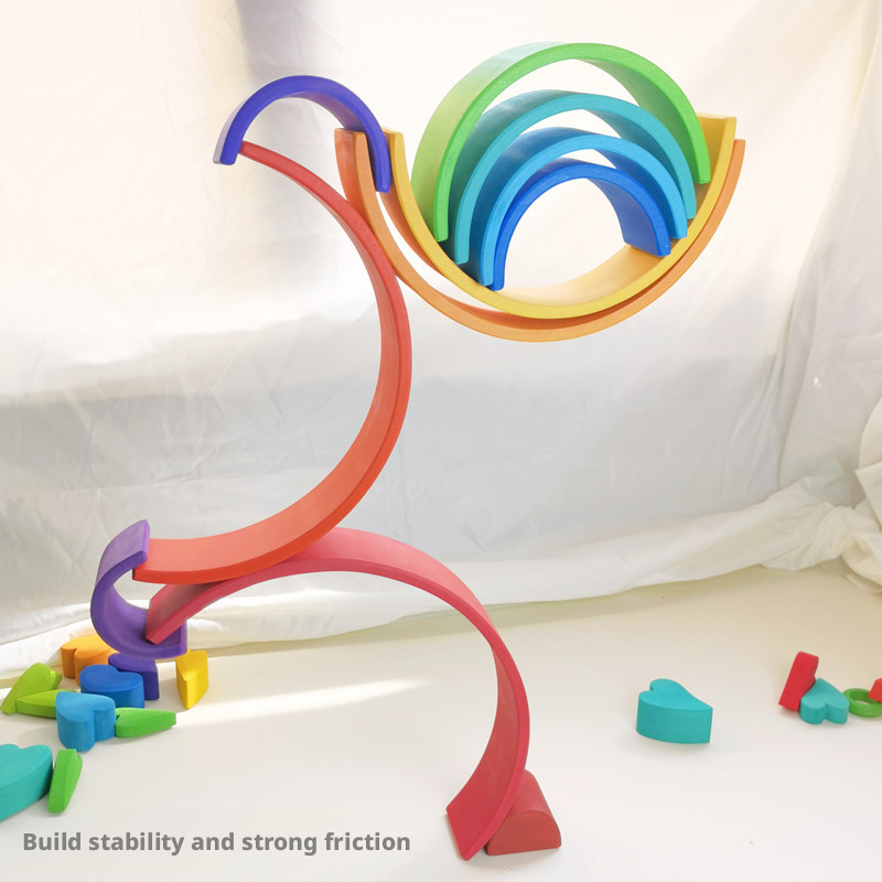 Rainbow Block Large Wooden Stacking Music Baby Early Education Toy 225