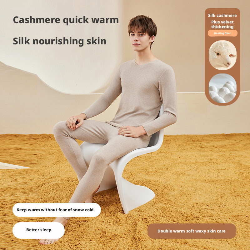 Thick thermal underwear for men and women cashmere autumn clothes and pants 059