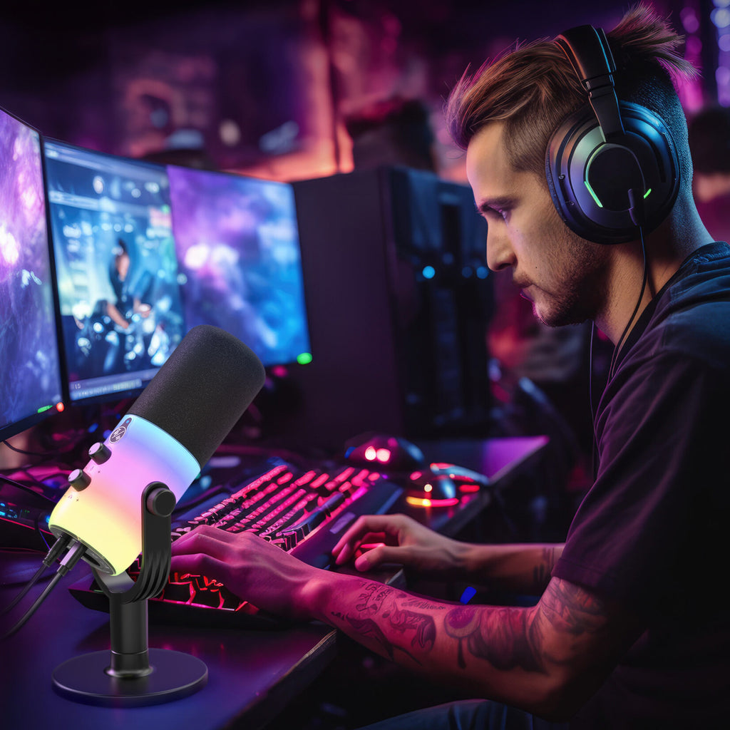 Computer microphone, RGB dynamic microphone, XLR/USB dual interface 185