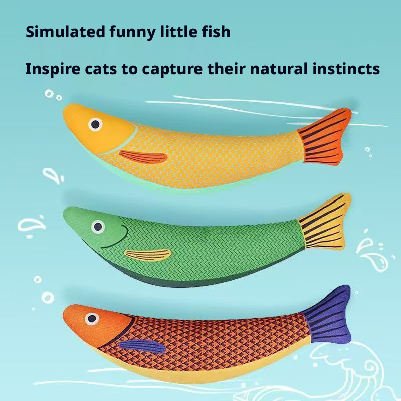 Simulated mint fish cat toy, self fun, scratch resistant, bite resistant, linen fish 334