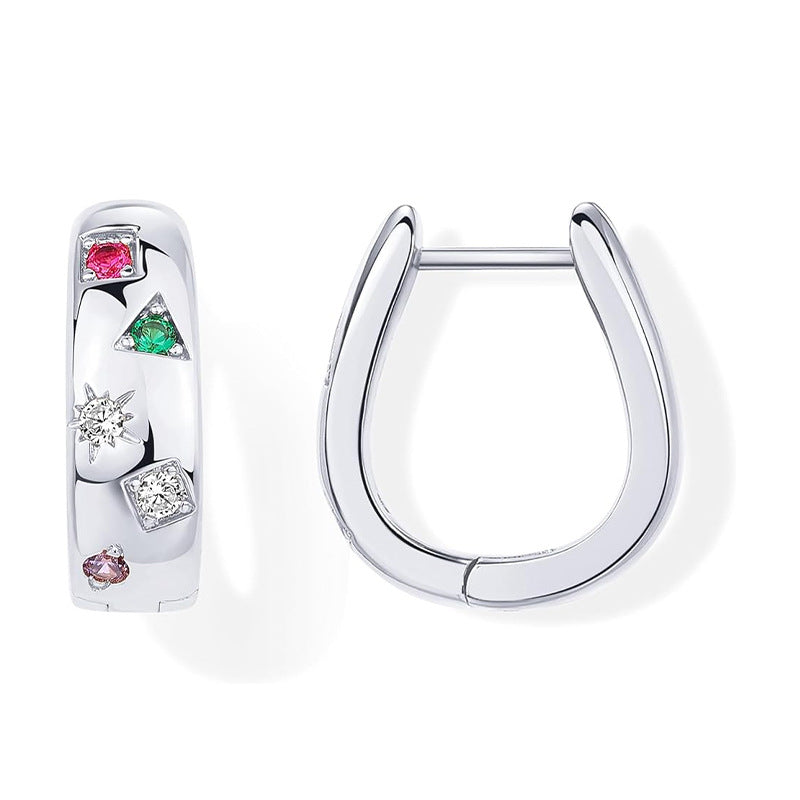 Fashionable simple exquisite colorful diamond star light luxury earrings 293